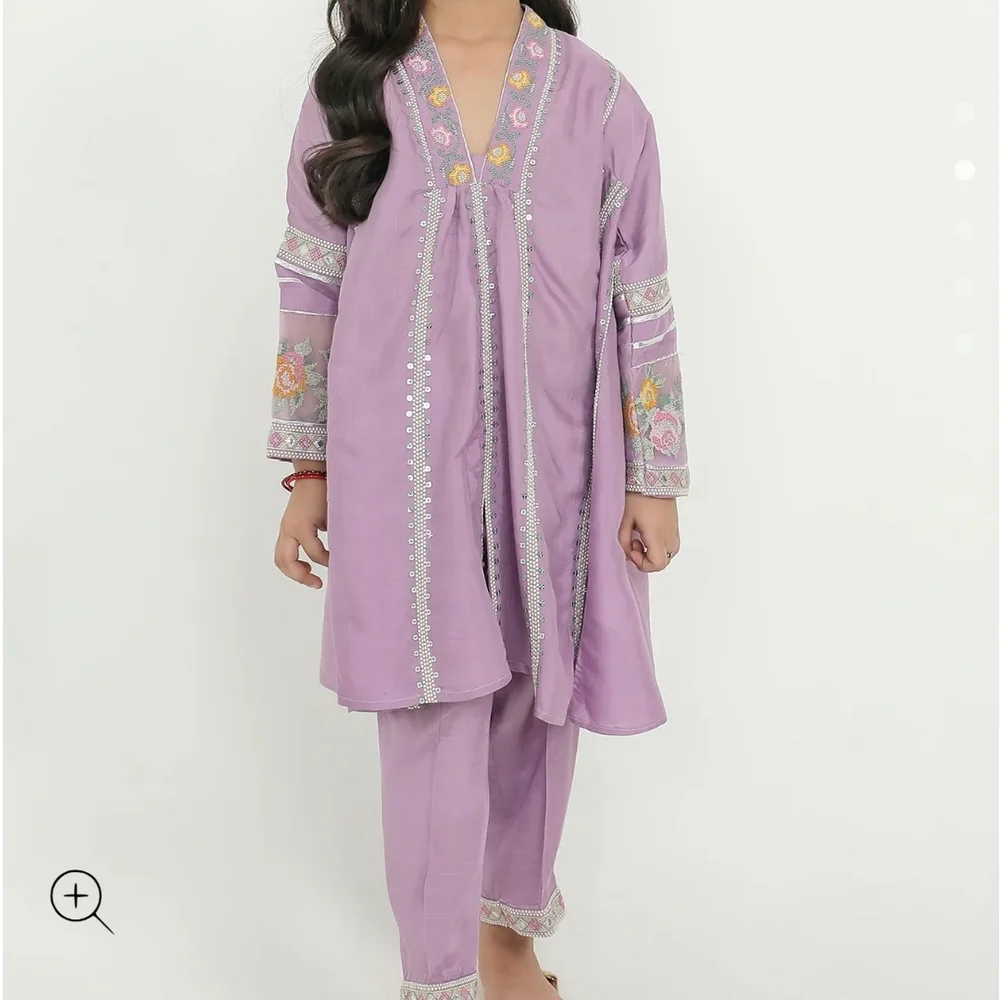 Lavender Embroidered Kurta Set - Picture 1 of 3